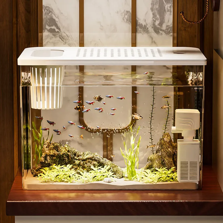 鱼缸水族箱桌面生态金鱼缸塑料高透明家用客厅造景中小型懒人鱼缸