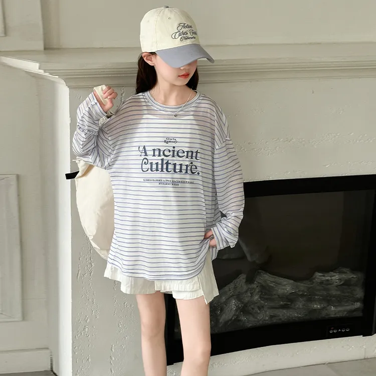 女童夏季防晒衣套装2025新款儿童吊带背心长袖上衣短裤两件套洋气