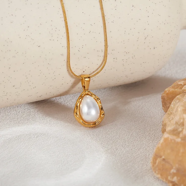 不锈钢吊坠 法式复古气质时尚简约轻奢珍珠项链