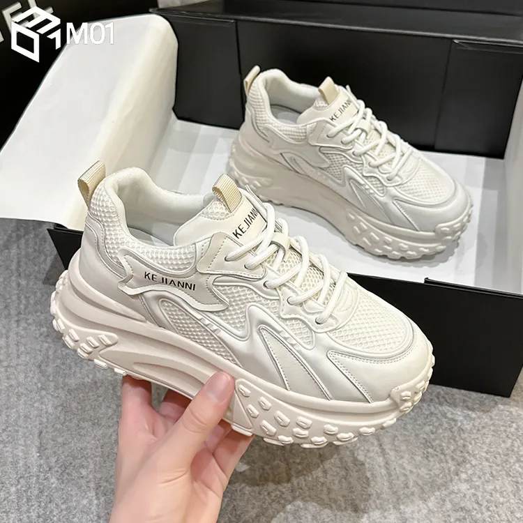 M01老爹鞋女增高2025年新款时尚运动休闲鞋网面厚底松糕透气女鞋