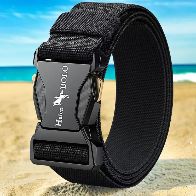 新款男士皮带弹力尼龙帆布腰带插扣户外自动战术休闲运动百搭裤带