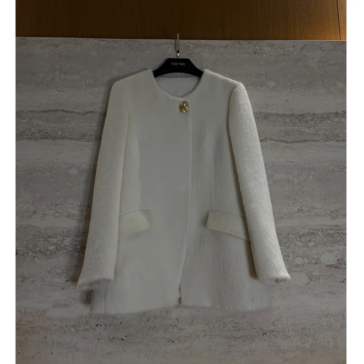 TANTAN 时尚休闲百搭秋冬宽松毛呢外套3702