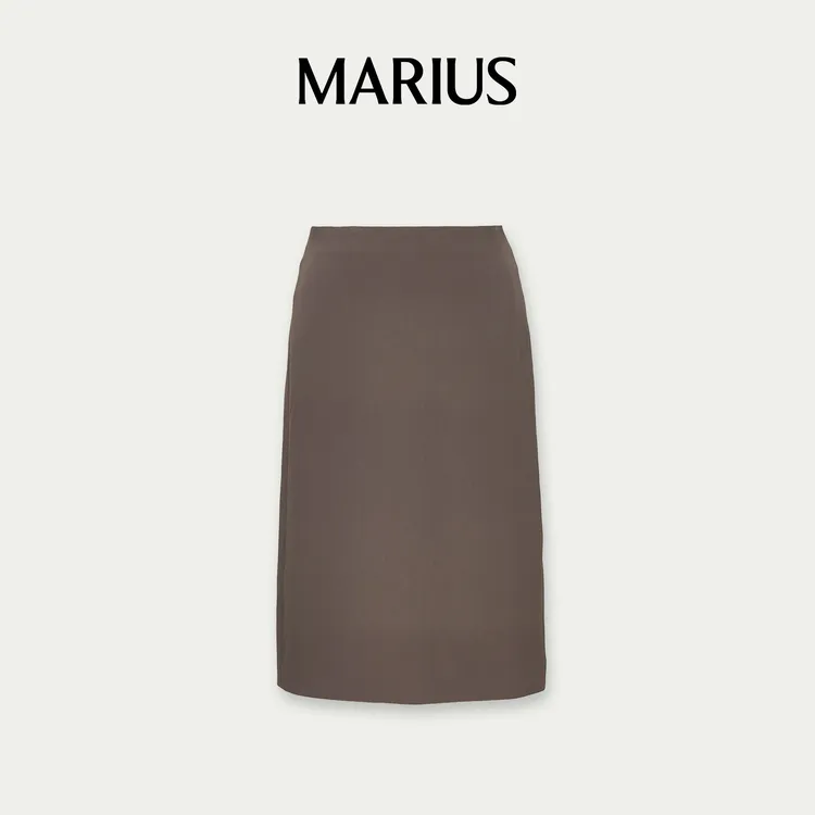 MARIUS“精英半裙”气质高腰长款法式松紧绗缝裙百搭通勤直身裙