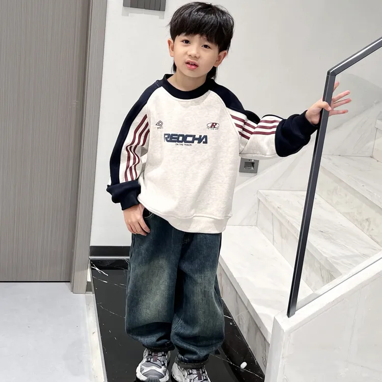 卫衣男童秋季儿童韩版2025新款加绒套头秋季美式运动休闲保暖上衣