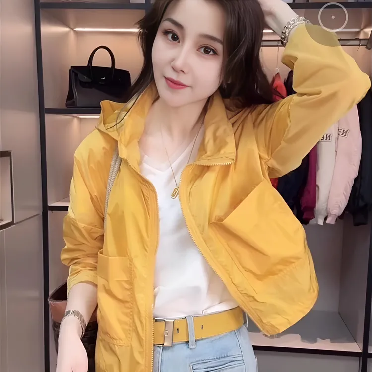 【帽子两穿】200斤欧版宽松百搭防晒服外套女夏季薄款连帽防晒服潮