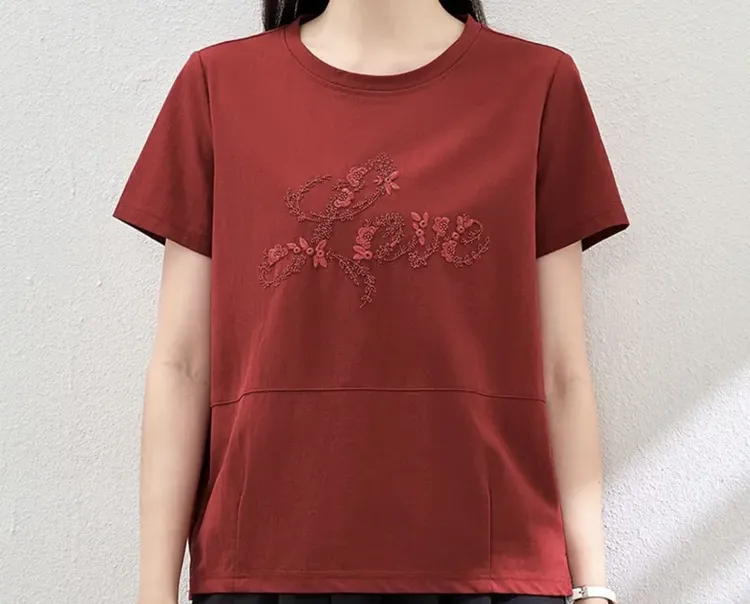 棉麻材质短袖T恤女宽松夏装半袖小衫适合中老年