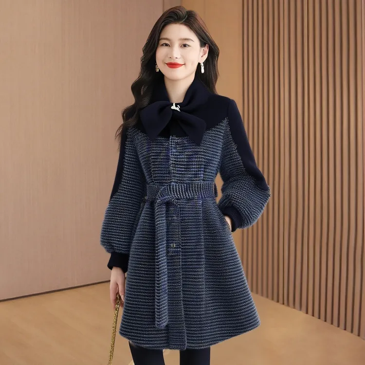 【尚缇歌】今年流行高级感毛呢外套女秋冬灯笼袖高端小香风系带大衣