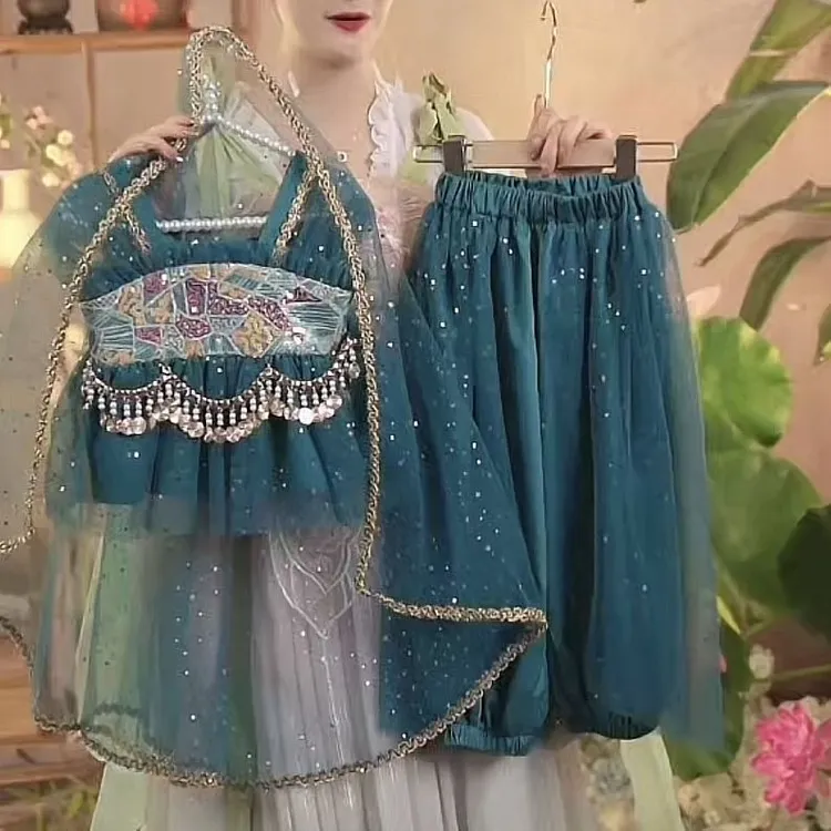 【店铺热销】女童异域风情茉莉公主风网纱民族服装儿童表演出舞蹈夏