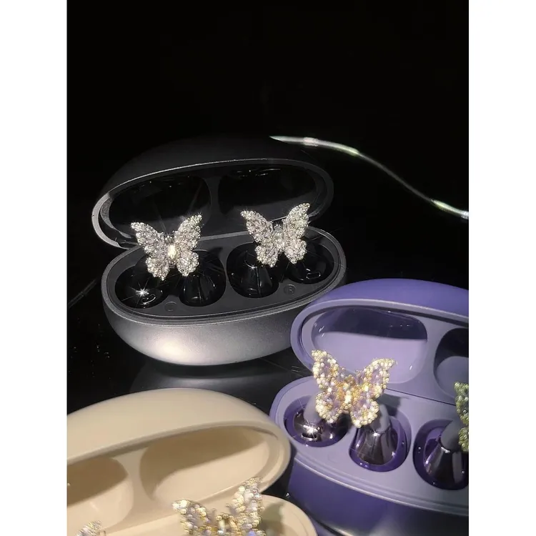 铜合金耳饰 马眼钻蝴蝶扣奢华高级感满钻FreeClip耳机耳夹万能diy