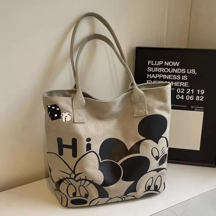 日系卡通帆布包包女2025新大容量手提袋学生上班通勤单肩托特包LX