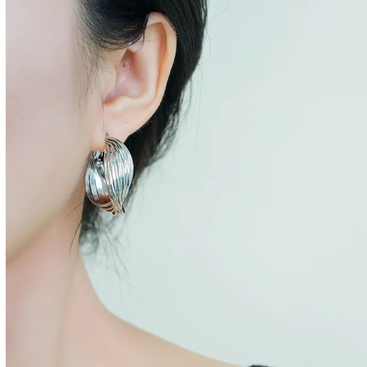 铜合金耳饰 耳圈复古扭转港风大耳环高级感2025新款爆款耳扣