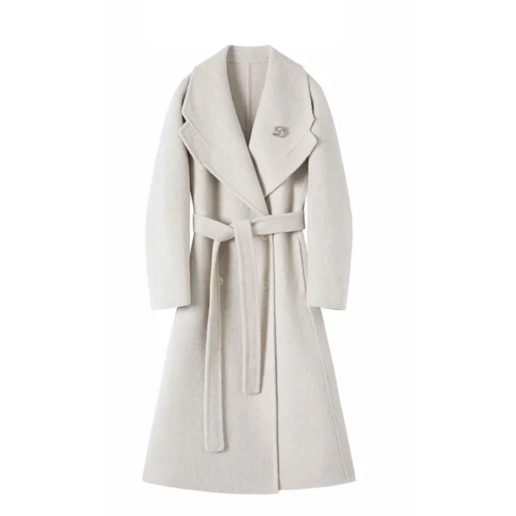 蓝海奕诺毛呢外套老钱风双面大衣2025新款女装中长款冬季设计师