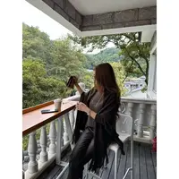 【YANG】秋季新款百搭咖色下摆流苏披肩YY-614