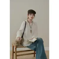 大婉酱微胖定制【柔云毛衣】蕾丝拼接软糯温柔风百搭针织衫秋 1119D
