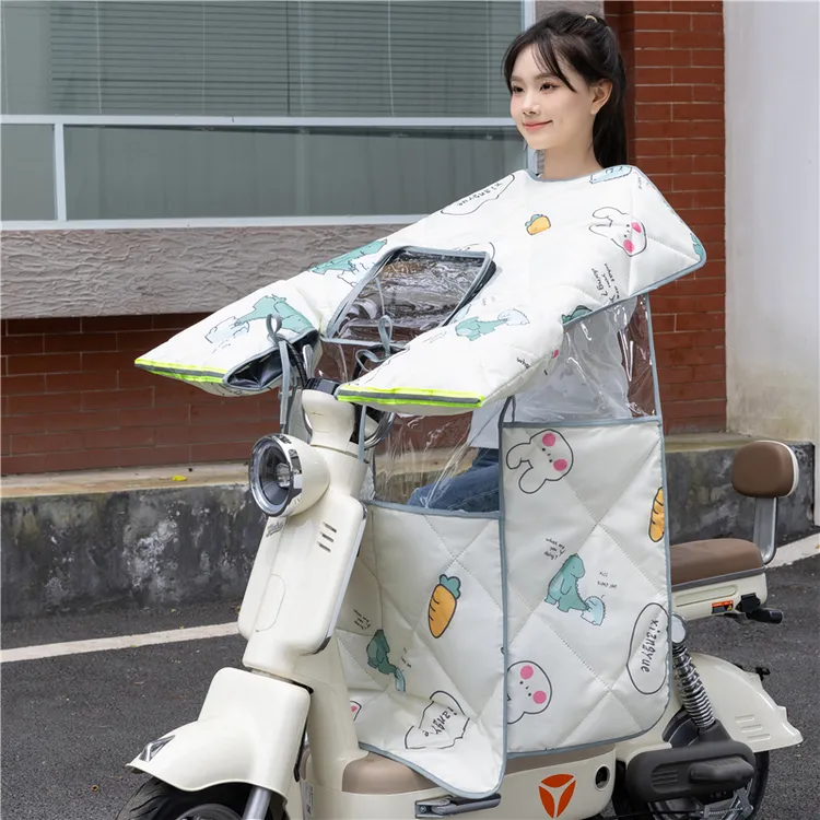 电瓶车春秋款亲子挡风被全景窗口防水防风保暖四季电摩通用挡风被