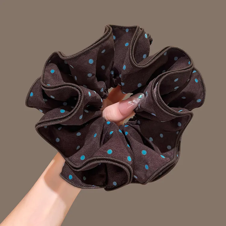 美拉德咖色波点大肠发圈双层大号扎丸子头花发绳低马尾头绳头饰女