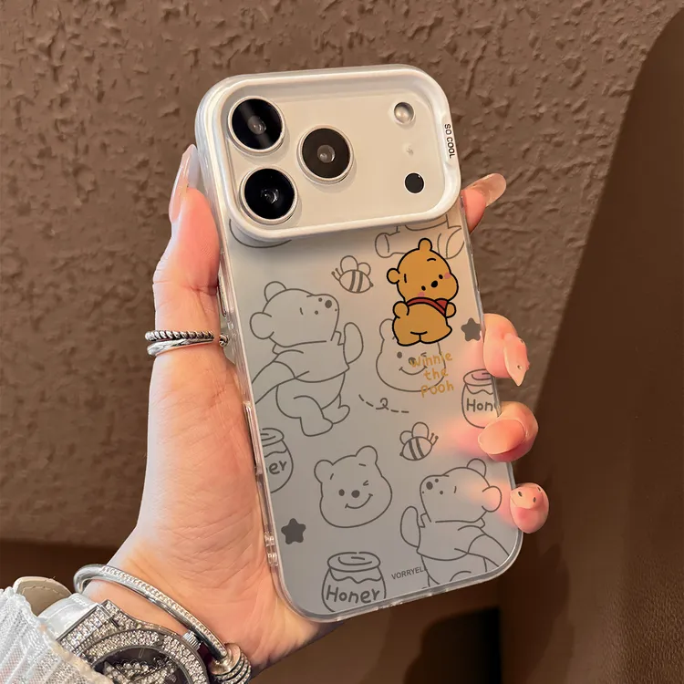 可爱屁股维尼熊适用iPhone17手机壳苹果17promax彩银磨砂壳17pro