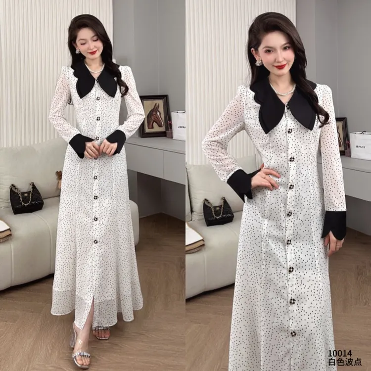 Saeda女装法式宫廷风不规则蝴蝶领连衣裙YF10014