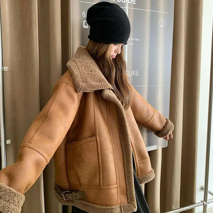 质量好皮毛一体机车服羔毛外套2025