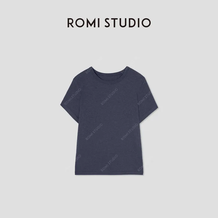 ROMI STUDIO“简约复古”舒适纯棉轻柔花纱圆领短袖T恤 RW24ASH0009
