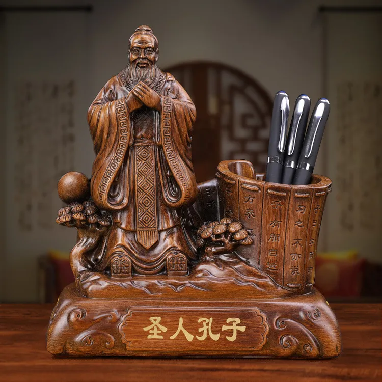 孔子像笔筒摆件师恩难忘创意书房办公桌摆设毕业纪念品教师节送礼