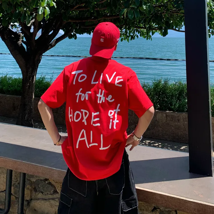 Holocene美式潮牌复古字母短袖T恤男夏季宽松休闲高级感T恤M1039