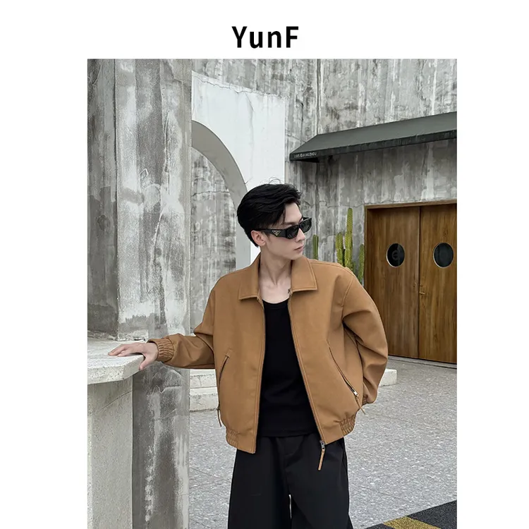 YunF 25A/W 秋季「荔枝纹 廓形」Celine风时尚纯色PU皮衣夹克外套