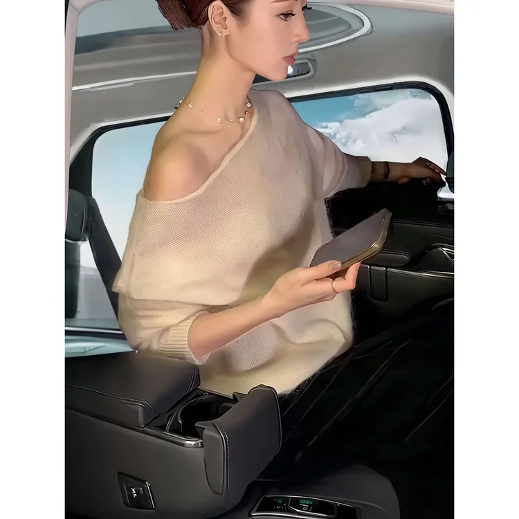 绝美！这种货闭眼收~斜肩针织衫女秋季好看韩系毛衣慵懒风软糯上衣