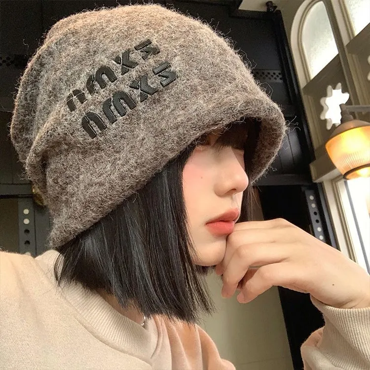 【达人专属】【字母堆堆帽】美拉德氛围感秋冬女帽子保暖冷帽针织堆堆帽百搭秋冬