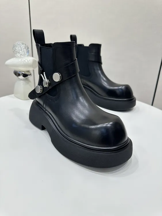 25年新款真皮增高厚底复古方头马丁靴切尔西女英伦风休闲短靴