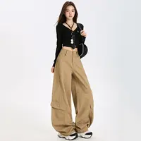 设计感美式复古辣妹弯刀裤百搭显瘦多口袋阔腿工装休闲裤