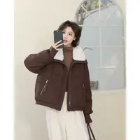 MY【翻领羽绒】新国标90白鸭绒冬季新款韩系毛毛拼接翻领羽绒服外套