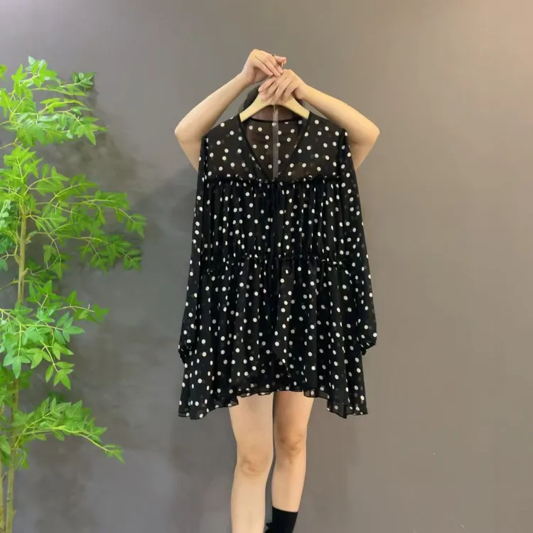 气质早秋新款韩系木耳边拼接减龄显瘦长袖小众洋气小衫（长65左右