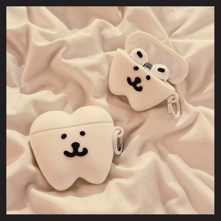 卡通牙齿自嘲熊AirPodsPro1/2苹果4代/3代无线蓝牙耳机套硅胶男女