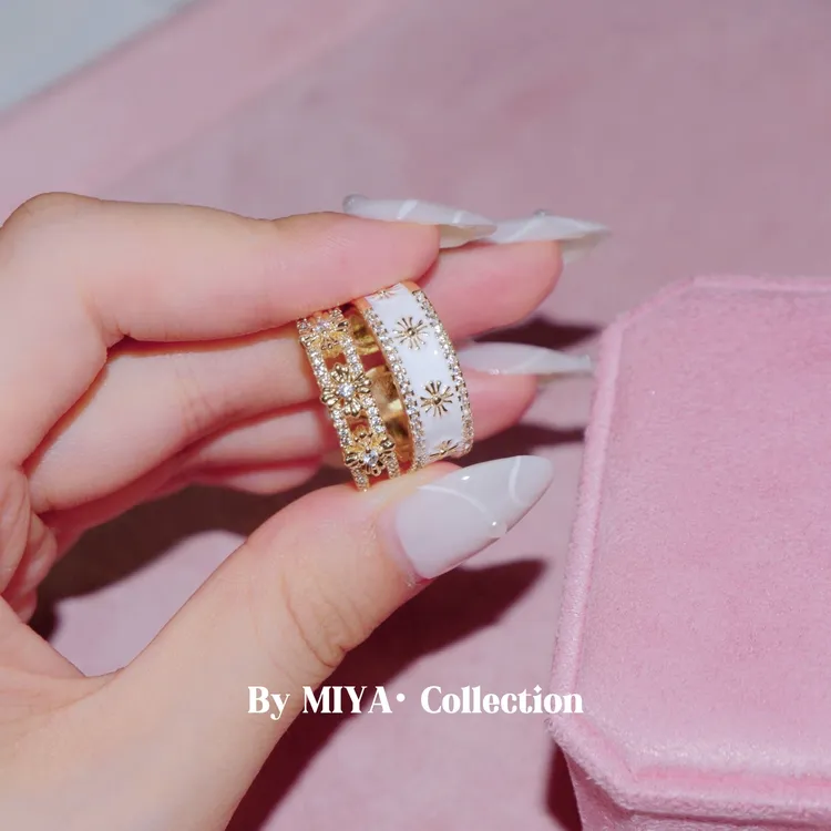 纯铜锆石戒指 白女美学~ins欧美辣妹感戒指套装