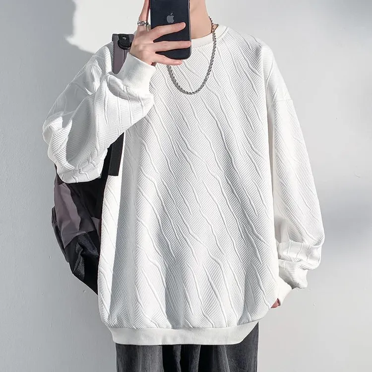 肌理感秋冬卫衣男百搭新款2024新款套头上衣服潮牌青少年宽松衣服