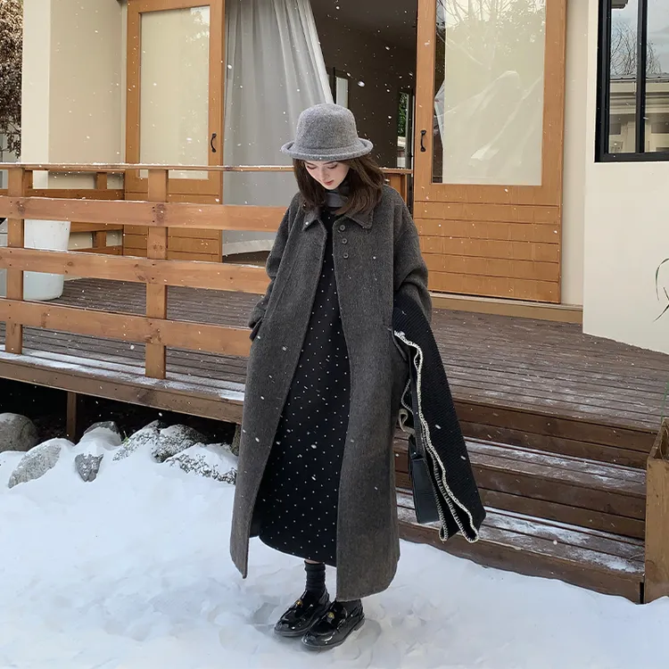 FUGUI RICH【冬日恋歌】小个子秋冬新款百搭双面呢外套长款法式大衣