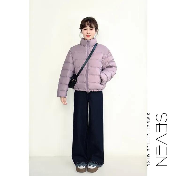 ⑦七七146小个子韩版立领短款90白鸭绒女冬季保暖羽绒服外套小美说