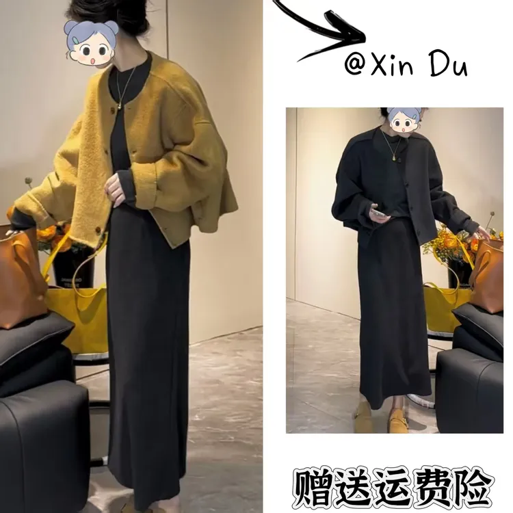 2025秋季新款时尚显瘦气质女士网红洋气两件套百搭款D23876
