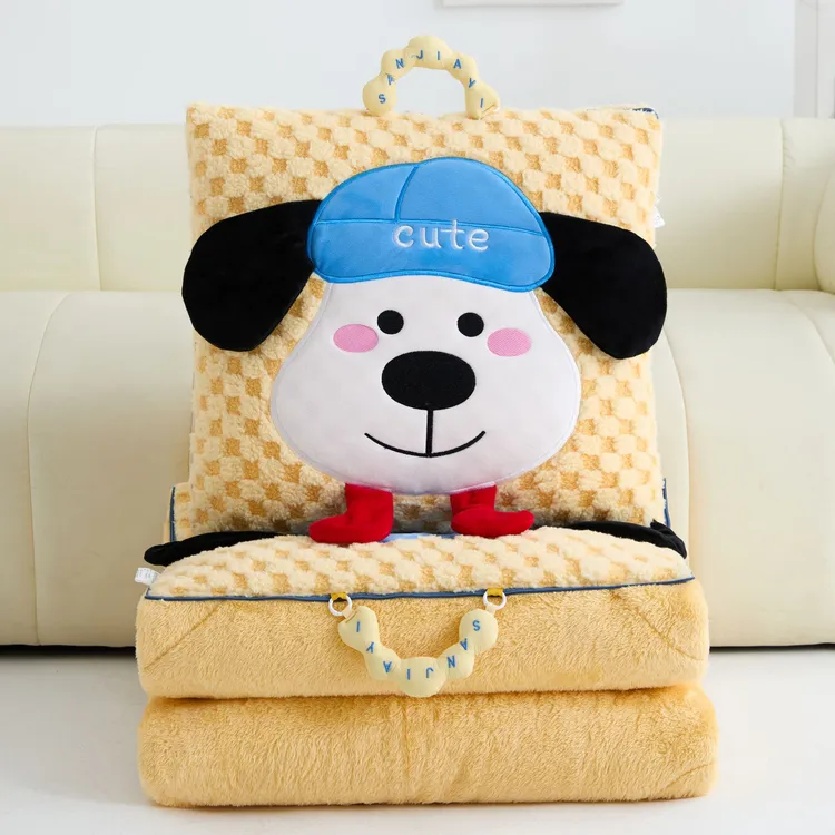 新款加厚北极绒抱枕被子两用午休被枕头汽车载靠枕办公室折叠被子