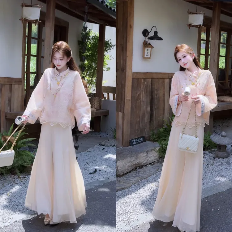 【婷婷】《樱花草》晕染80棉国风刺绣小衫 TT2SQTH2232【Q】