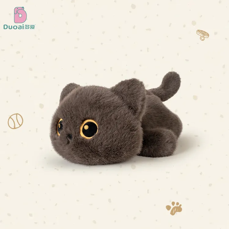 多爱原创正版猫咪毛绒玩具小黑猫玩偶暹罗猫公仔治愈系生日礼物女