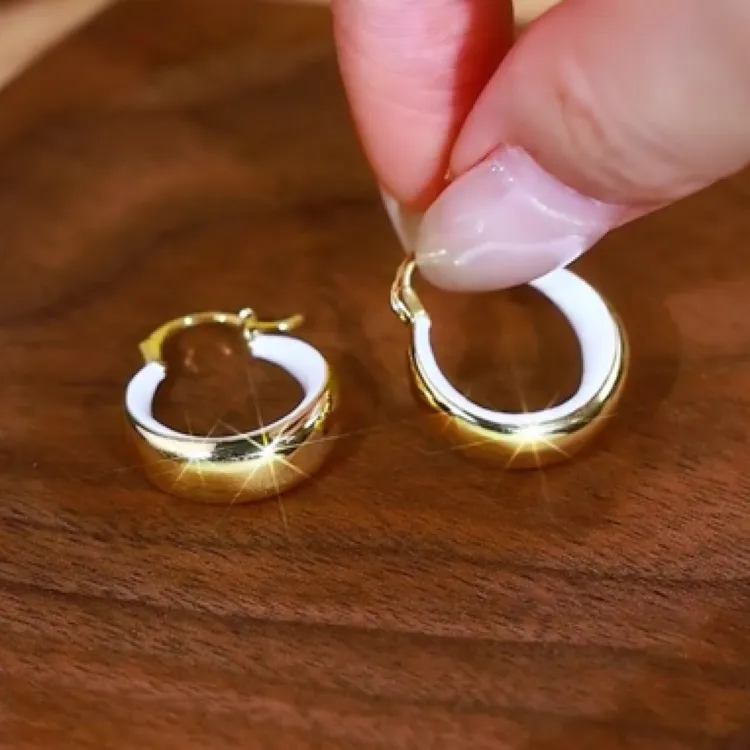 铜合金锆石耳饰 独特白色滴釉耳环女高级感耳扣2025新款夏天耳饰