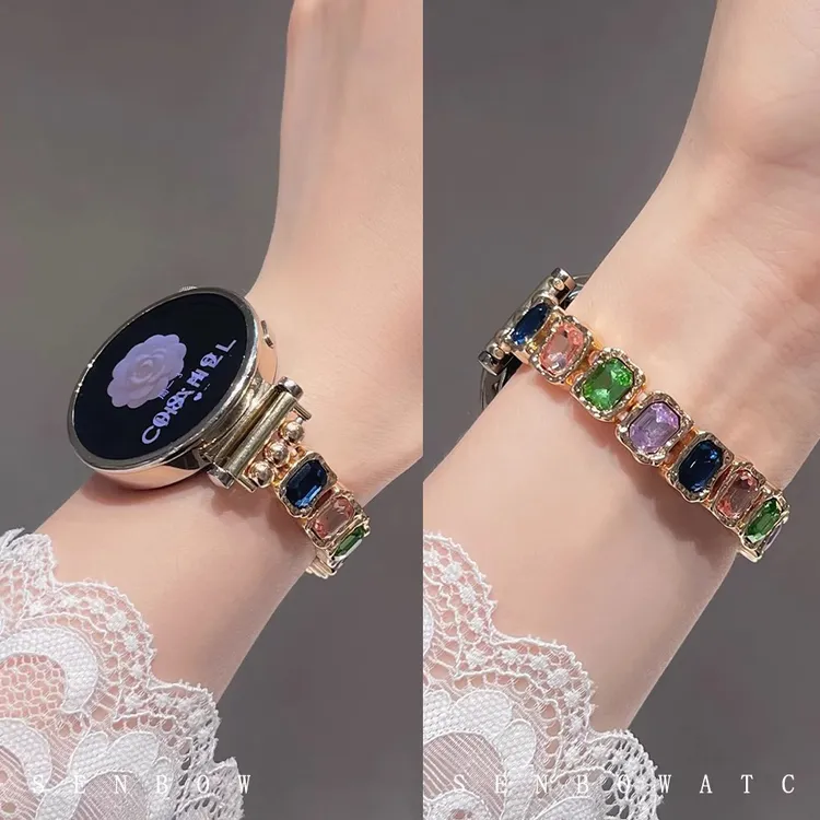 适用华为gt5手表带新款gt5pro彩色方块弹力绳gt4金属女表带gt3夏