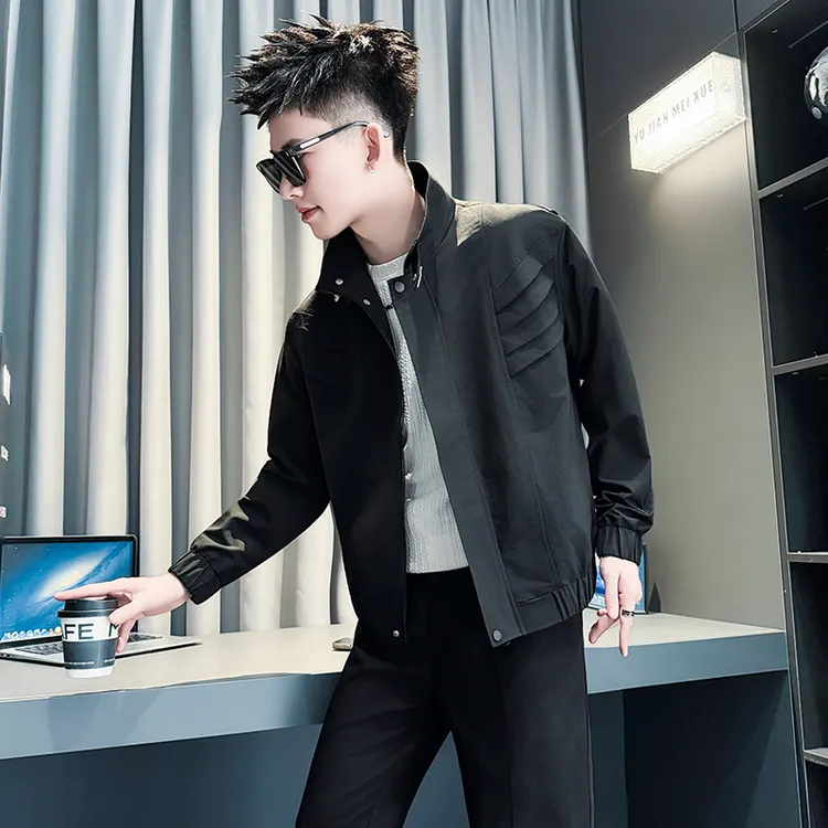 外套男款春秋季爆款2025新款男生衣服高级设计感时尚简约短款夹克
