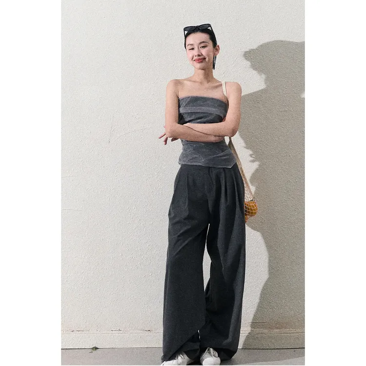 【循环的旅程】休闲蕾丝低腰阔腿裤 8645#