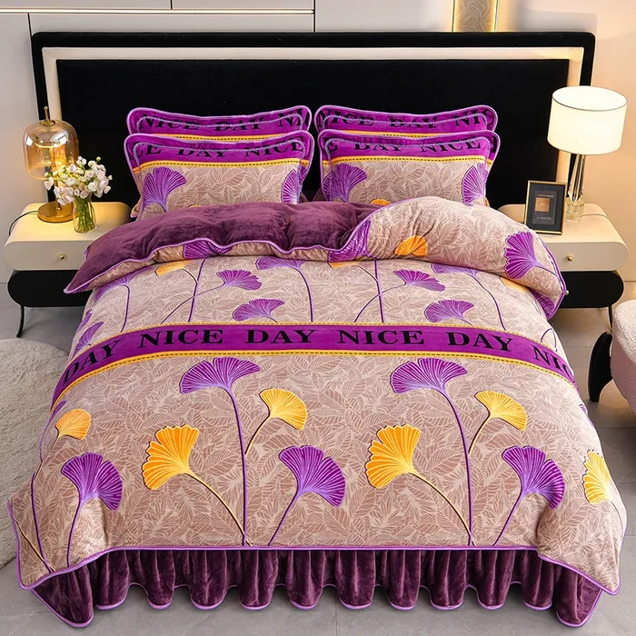 8-9斤牛奶绒四件套双人床单加厚加绒床品套件不掉毛床上用品被套