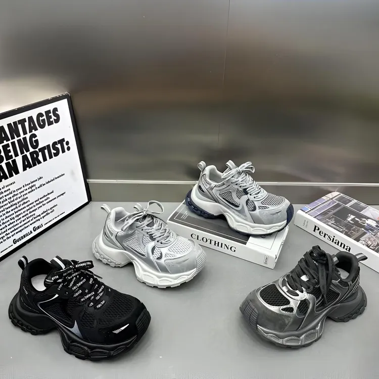 欧洲站2025年秋季新款舒适透气厚底增高老爹鞋复古做旧休闲运动鞋