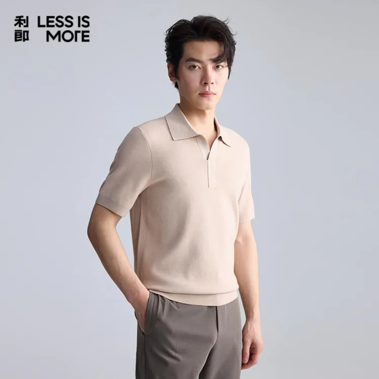 【可机洗】利郎25年男士通勤时尚亲肤简约海鸥领休闲百搭短袖羊毛衫