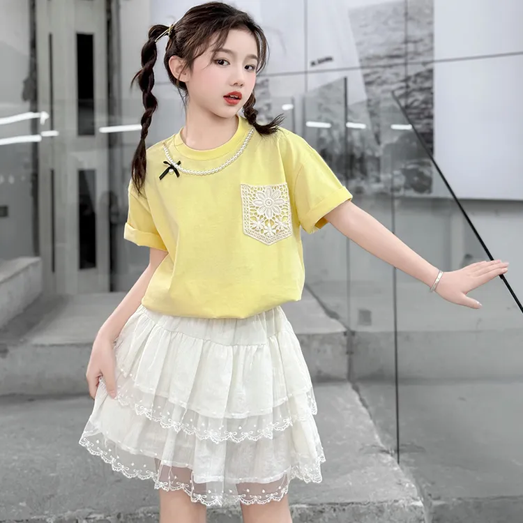 女童短袖T恤夏季休闲中大童2025新款小女孩儿童春装上衣宽松百搭.